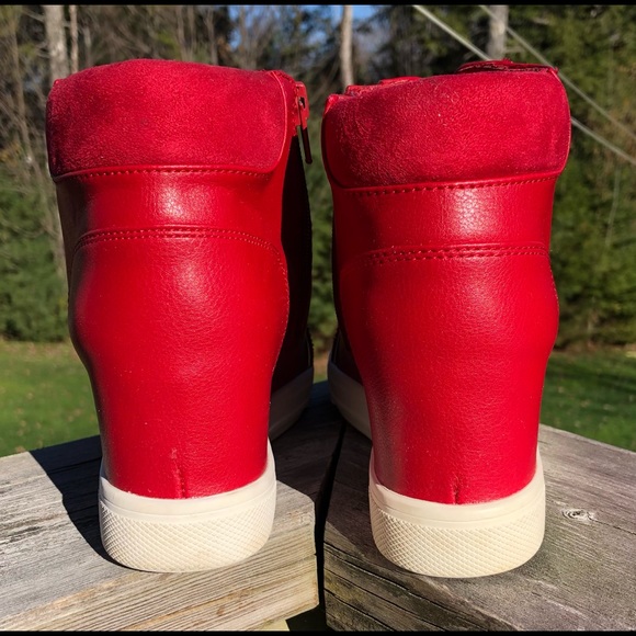 Also- Red Leather Wedge Sneaker - Picture 3 of 4